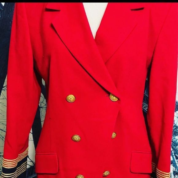 Vintage Linda Allard Ellen Tracy Vintage Military Blazer petite statement Wool - Picture 3 of 5